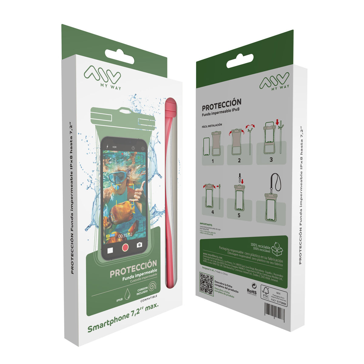 Husă Acvatică Myway Floating Roz Universal 7,2" (7")