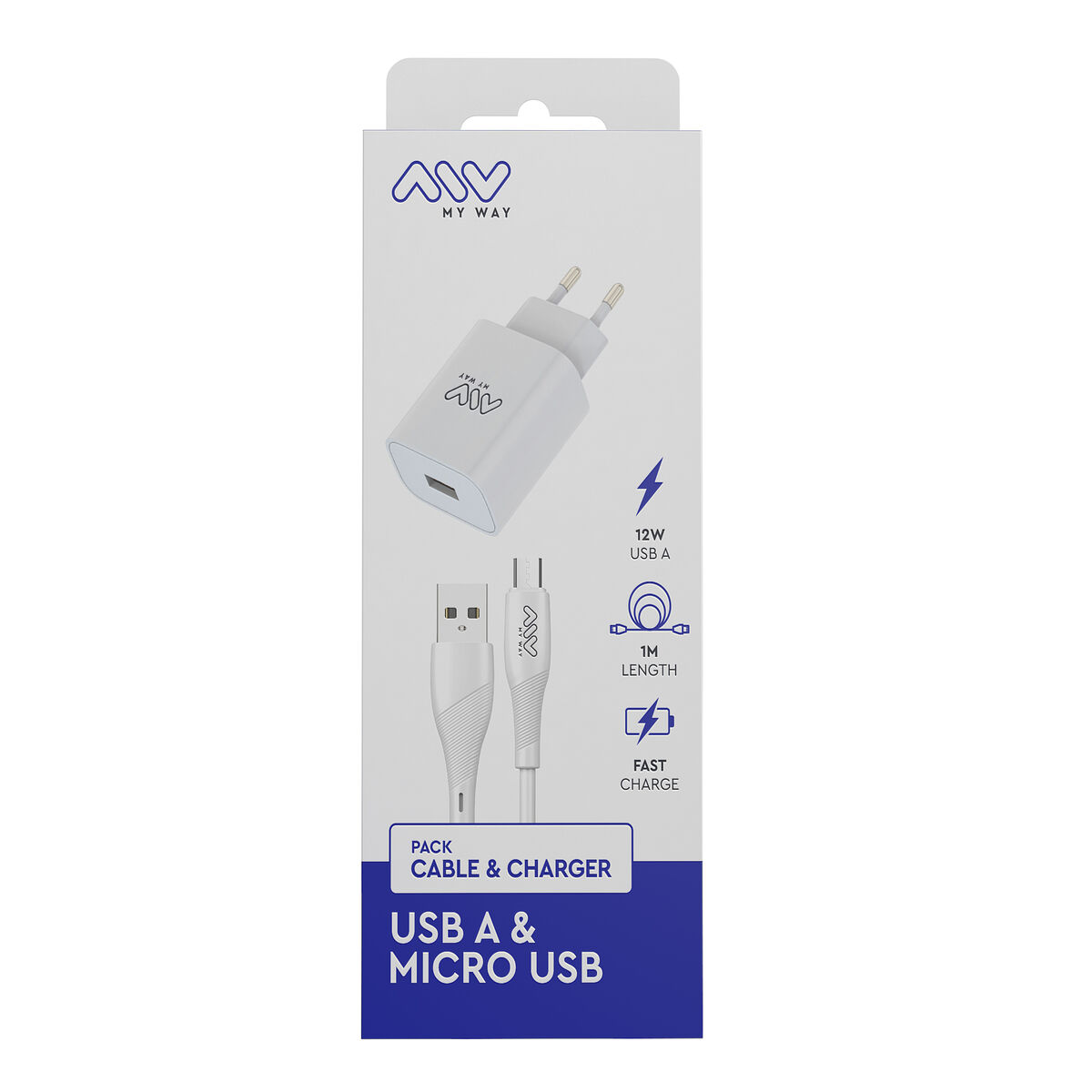 Încărcător de Perete + Cablu USB A la USB-C Myway Alb 12 W