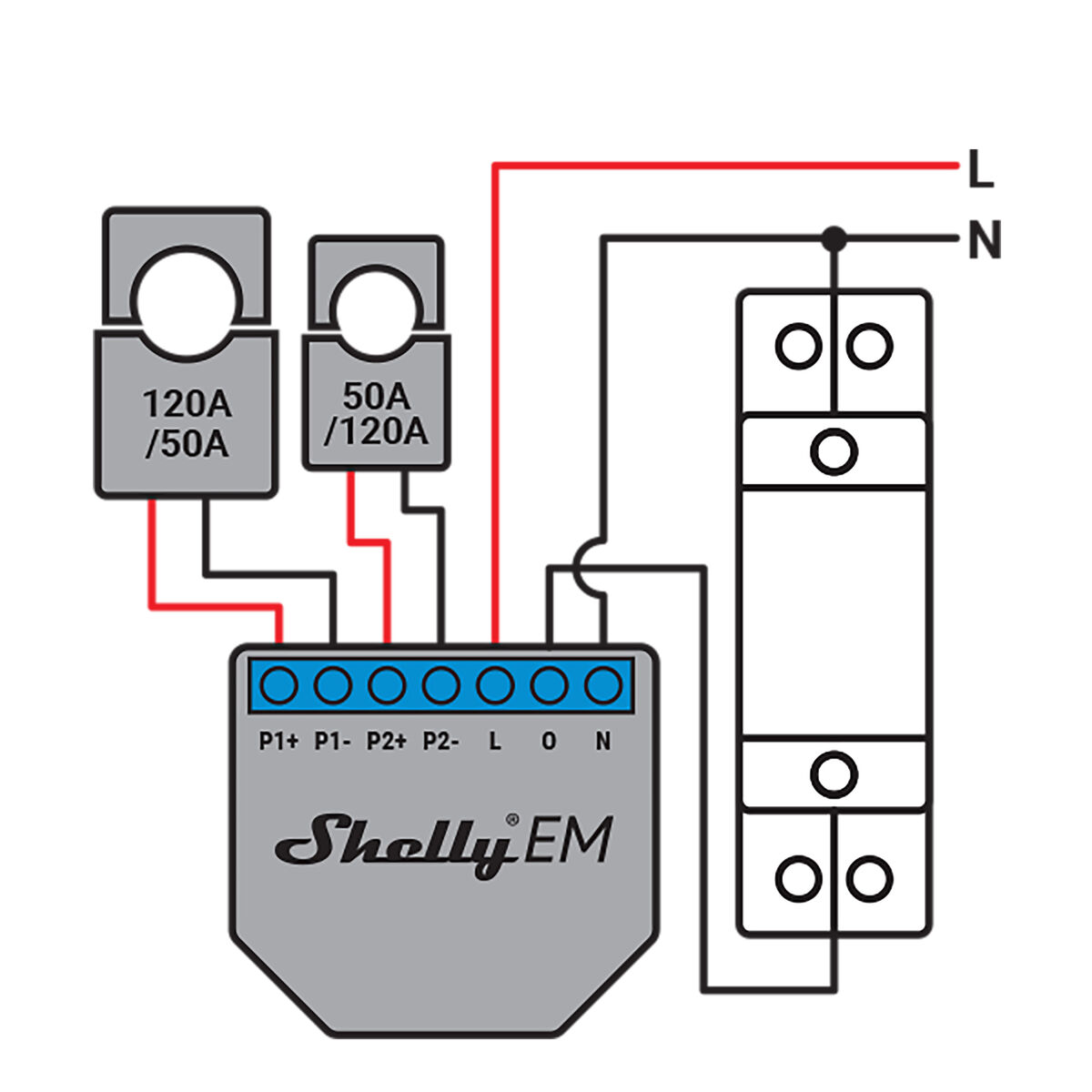 Modul comutator Wi-Fi Shelly SHELLY EM + 50A CLAMP