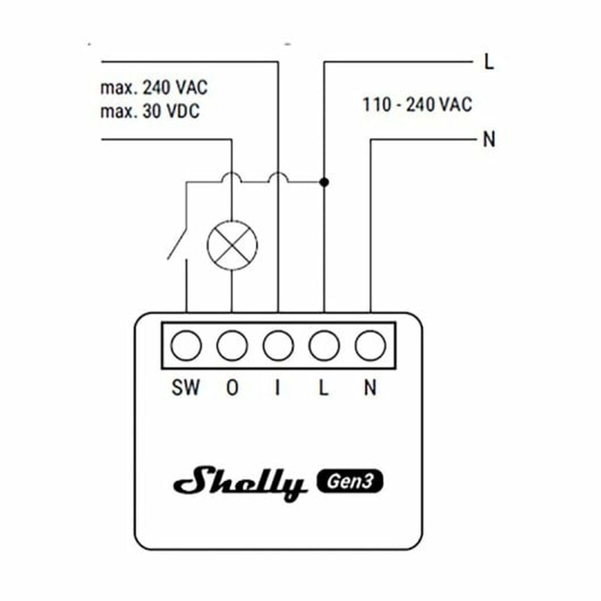 Priză Inteligentă Shelly MINI 1 GEN3 RELE WIFI BT Bluetooth Wi-Fi Bluetooth 4.2