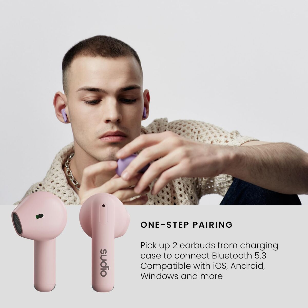 Căști in Ear Bluetooth Sudio A1 True Wireless Roz