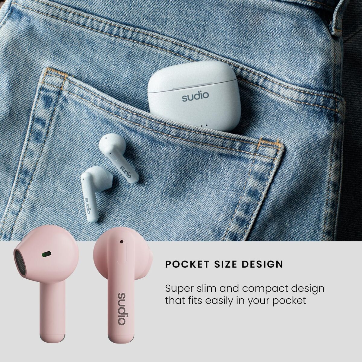 Căști in Ear Bluetooth Sudio A1 True Wireless Roz