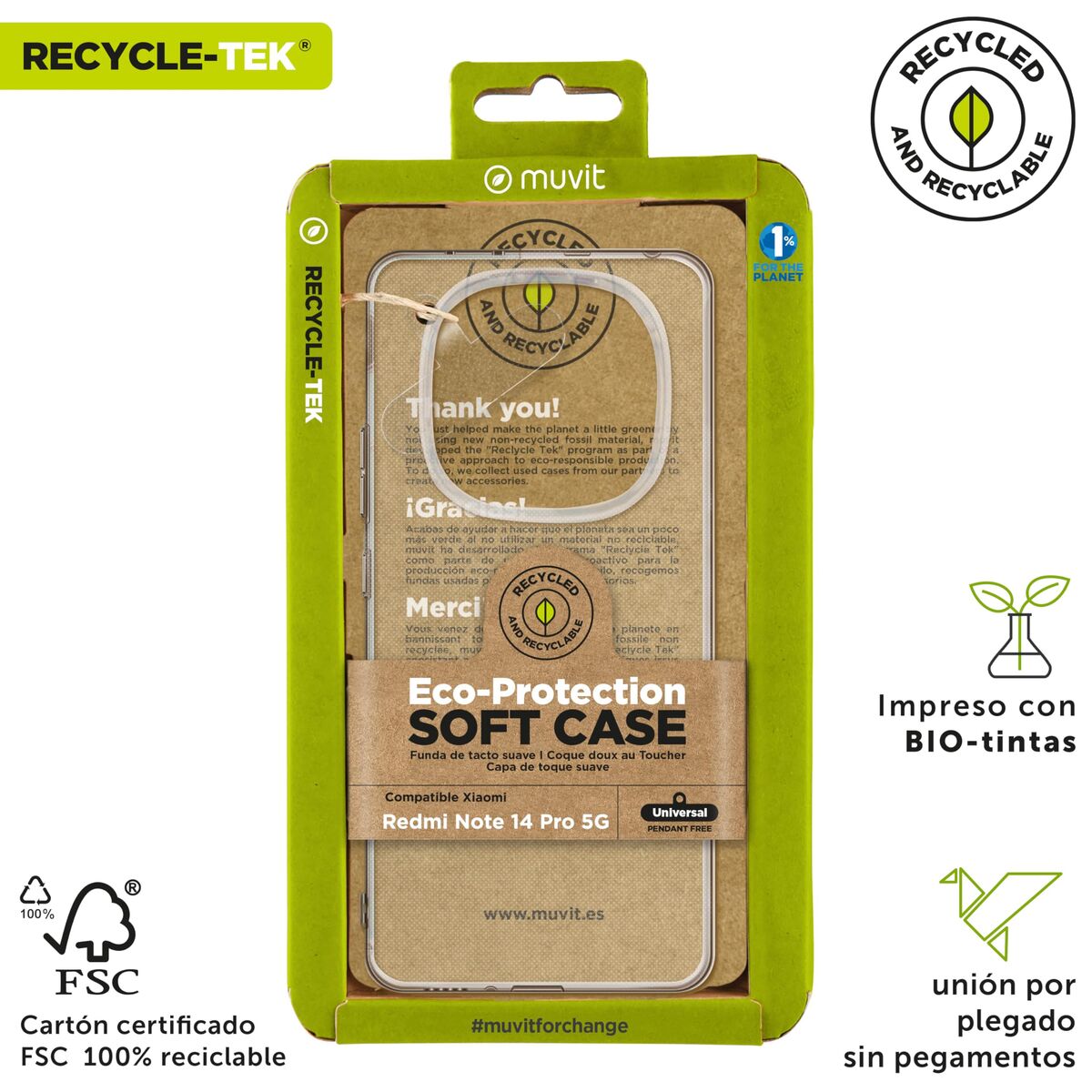 Husă pentru Mobil Muvit Xiaomi Redmi Note 14 Pro 5G Transparent