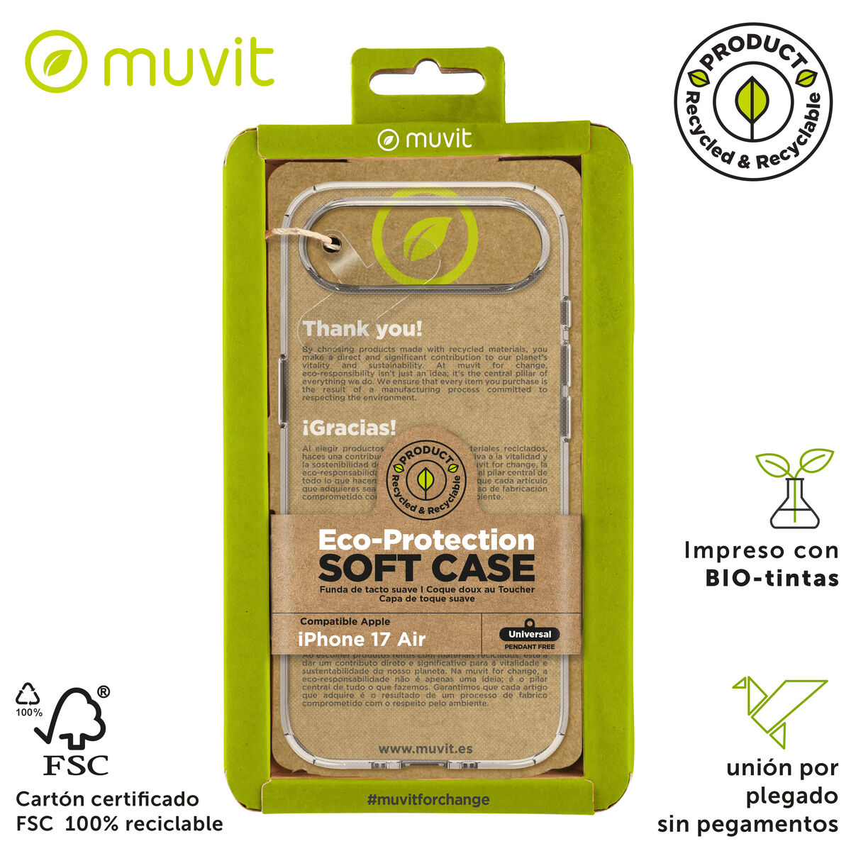 Husă pentru Mobil Muvit for Change iPhone Air Transparent