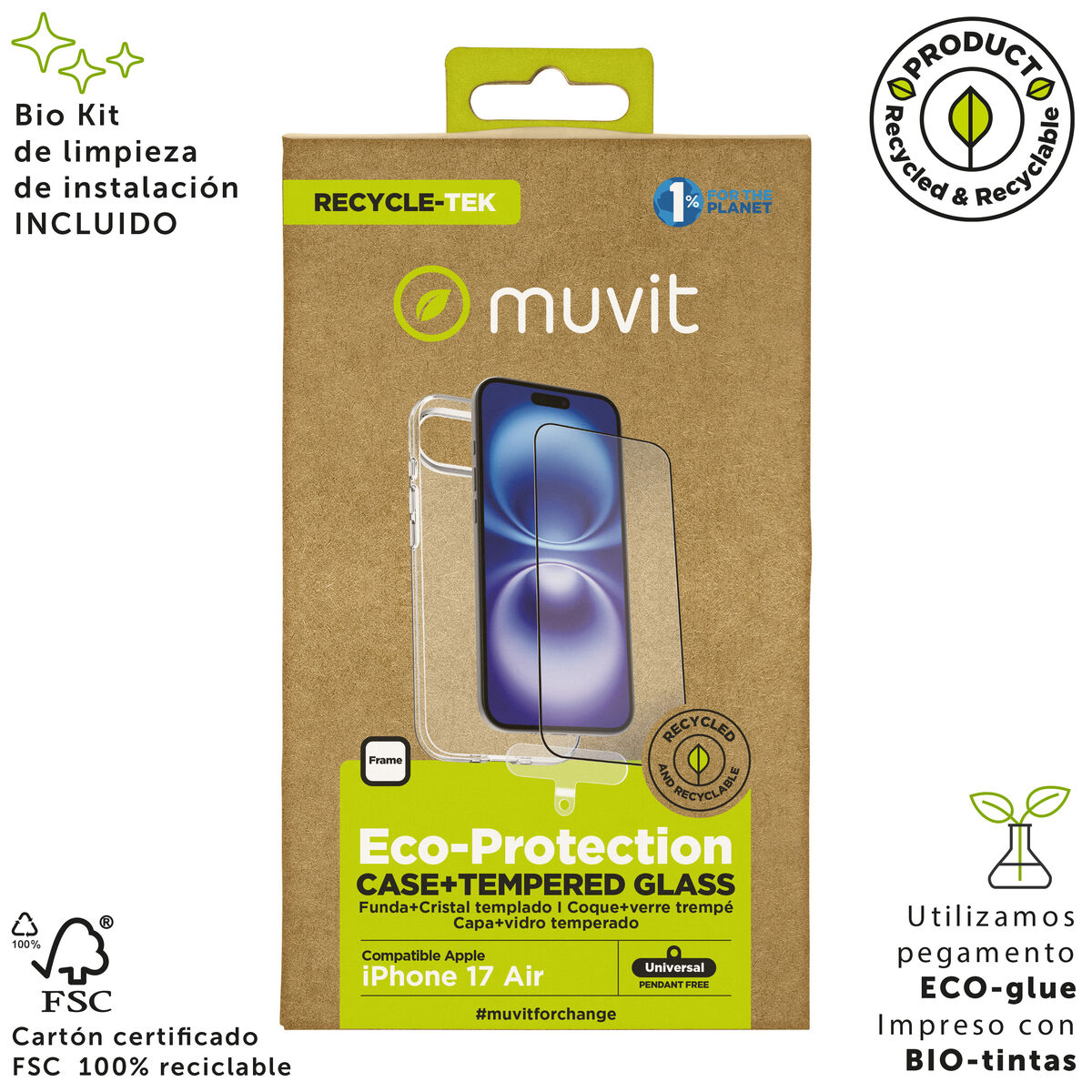 Husă și Protector pentru Mobil Muvit for Change iPhone Air Negru