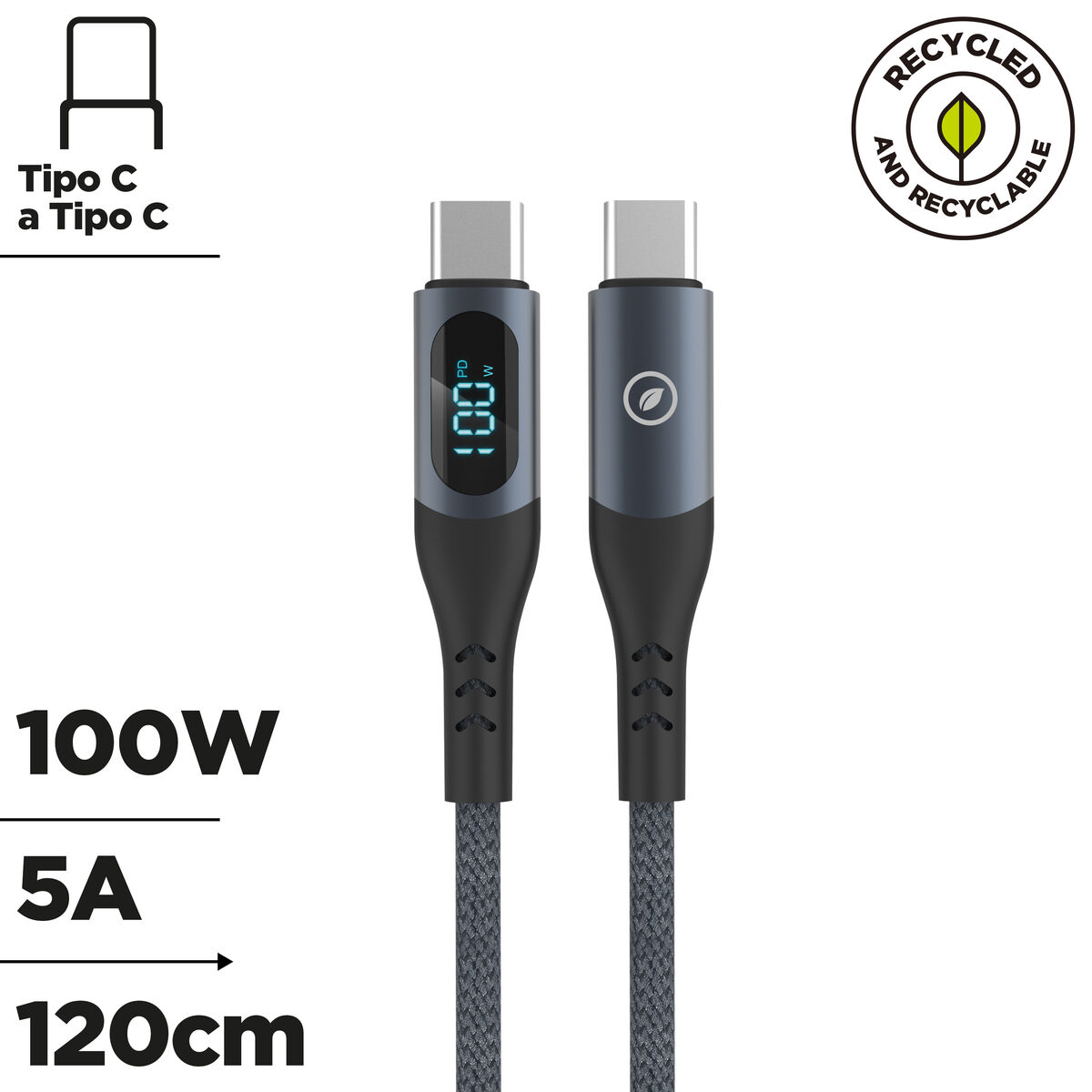 Cablu USB-C la USB-C Muvit MC147-R-A Gri