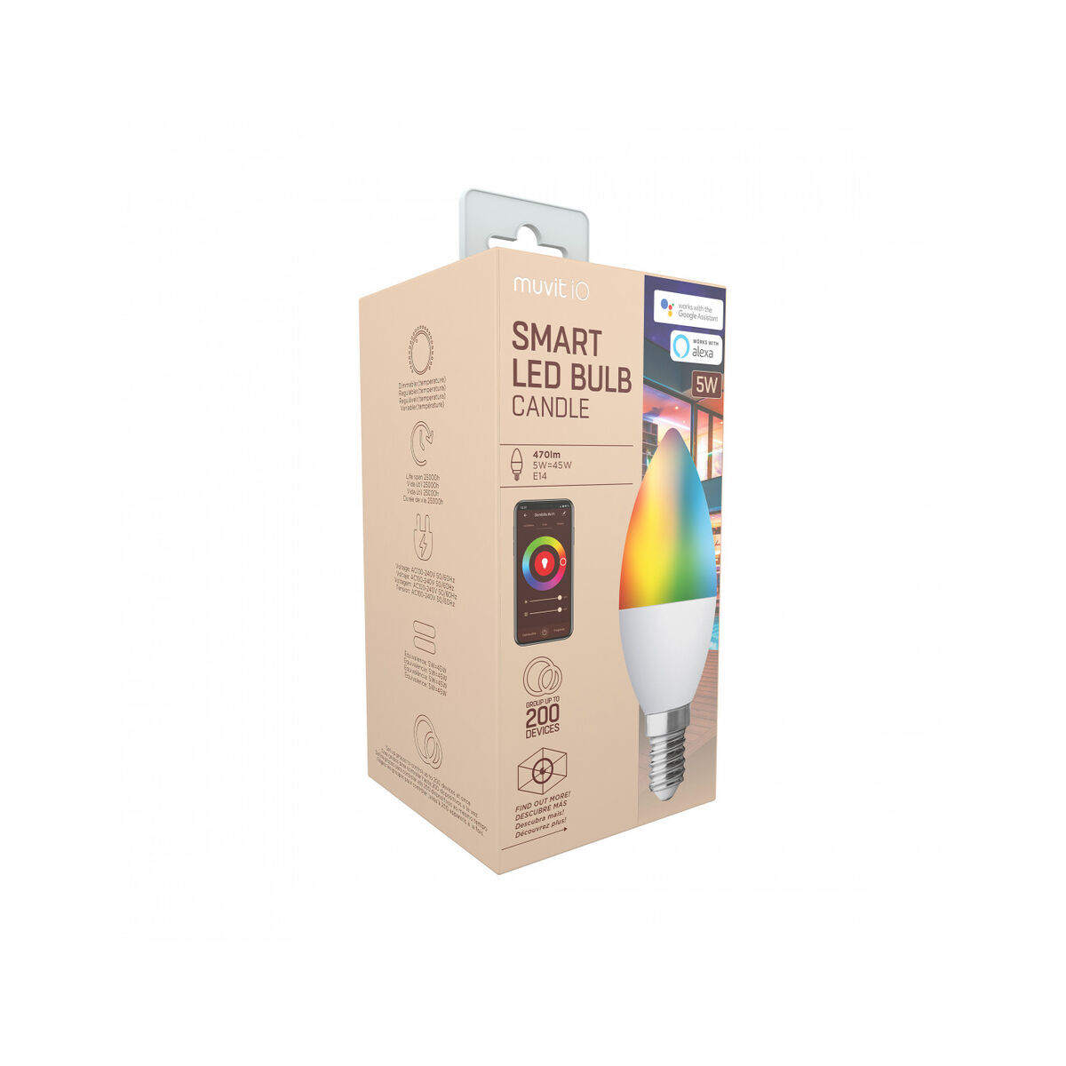 Bec Inteligent Muvit MIOBULB006 Alb Alb cald RGB F 5 W E14 450 lm (2700 K) (6500 K)