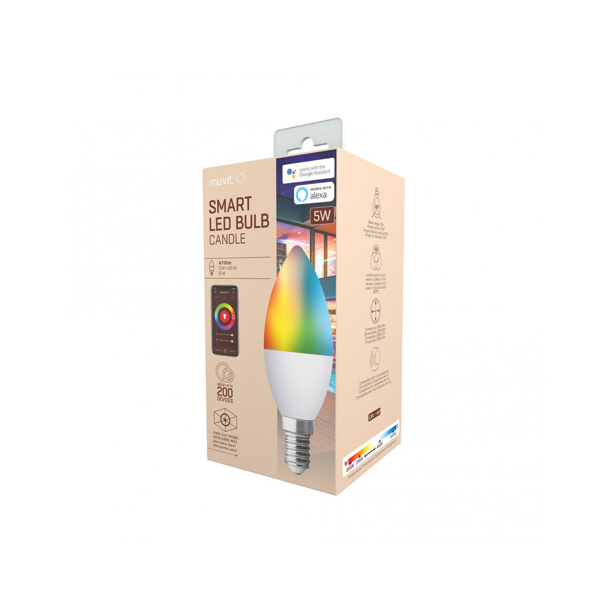Bec Inteligent Muvit MIOBULB006 Alb Alb cald RGB F 5 W E14 450 lm (2700 K) (6500 K)