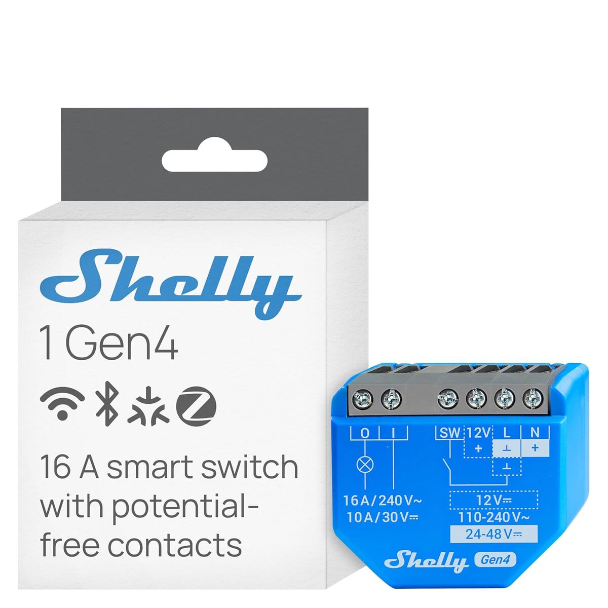 Priză Inteligentă Shelly S4SW-001X16EU Bluetooth Wi-Fi Bluetooth 5.0 240 V