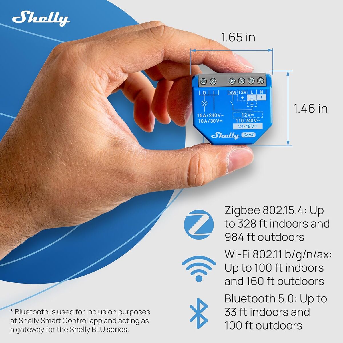 Priză Inteligentă Shelly S4SW-001X16EU Bluetooth Wi-Fi Bluetooth 5.0 240 V