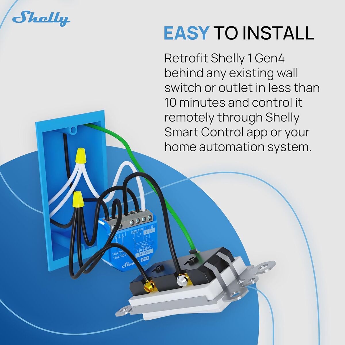 Priză Inteligentă Shelly S4SW-001X16EU Bluetooth Wi-Fi Bluetooth 5.0 240 V