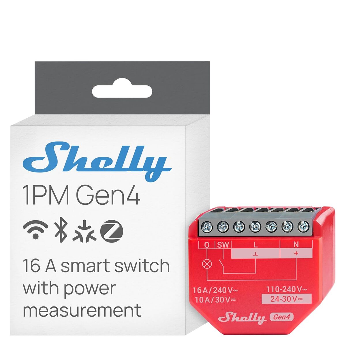 Priză Inteligentă Shelly S4SW-001P16EU Bluetooth Wi-Fi Bluetooth 5.0 10 A