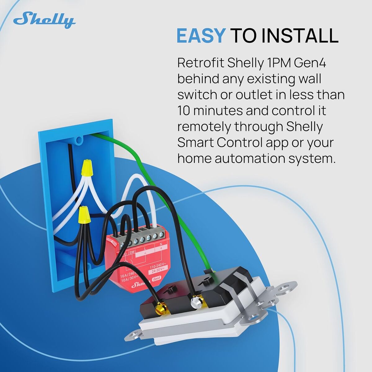 Priză Inteligentă Shelly S4SW-001P16EU Bluetooth Wi-Fi Bluetooth 5.0 10 A