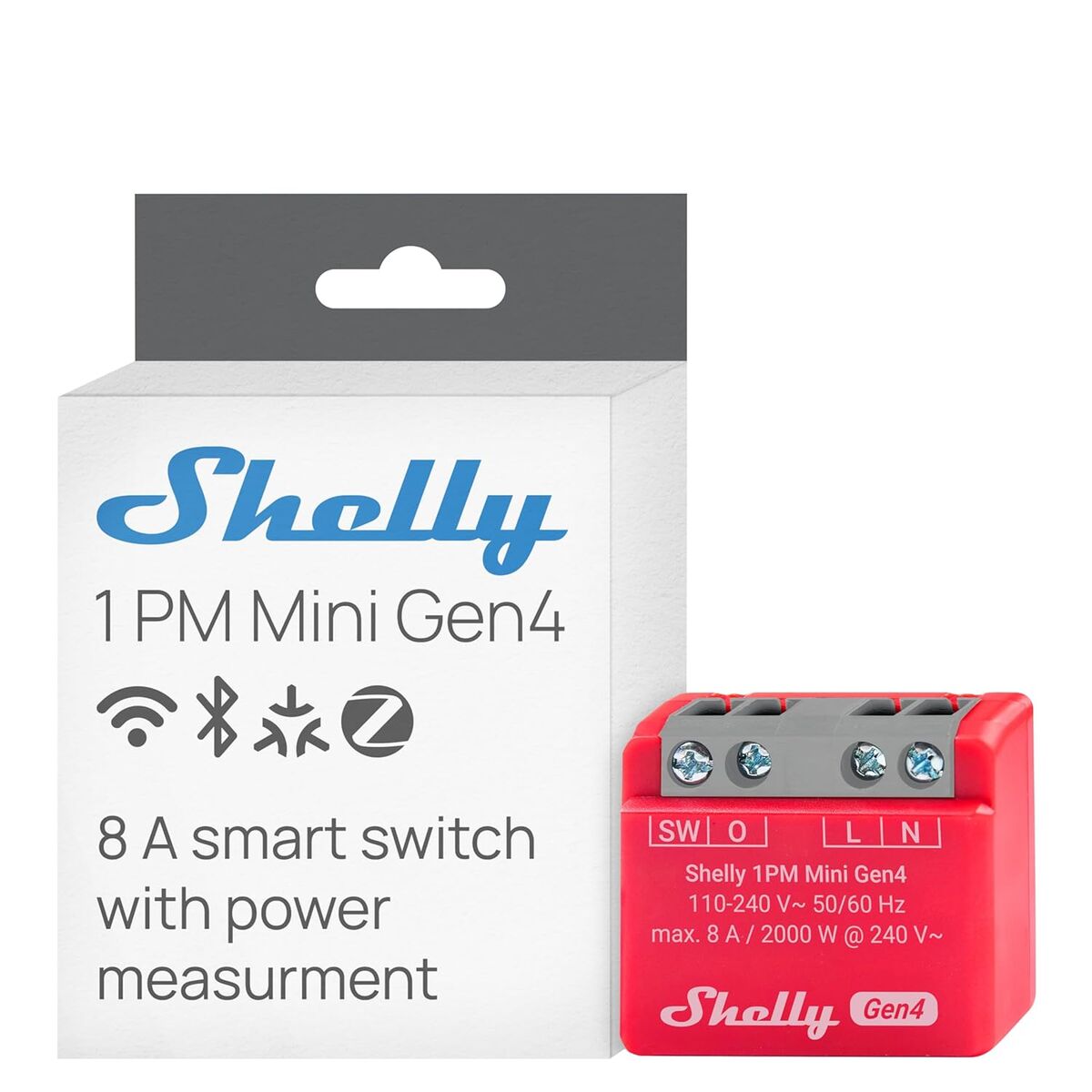 Priză Inteligentă Shelly S4SW-001P8EU Bluetooth Wi-Fi Bluetooth 5.0