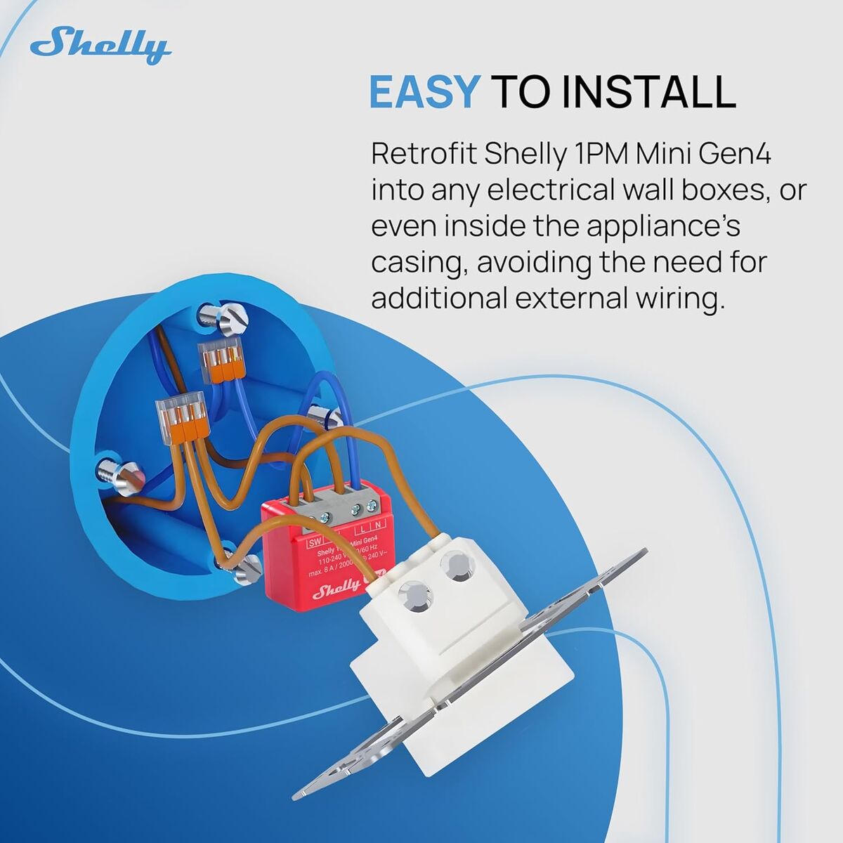 Priză Inteligentă Shelly S4SW-001P8EU Bluetooth Wi-Fi Bluetooth 5.0