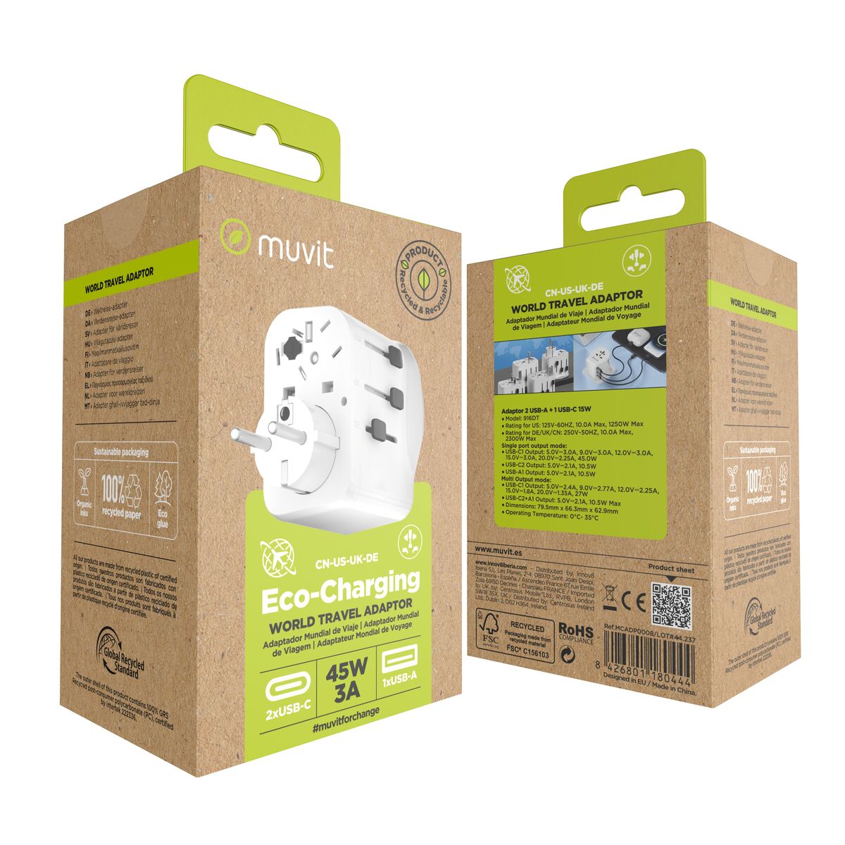 Hoț de priză Muvit for Change Plastic 45 W