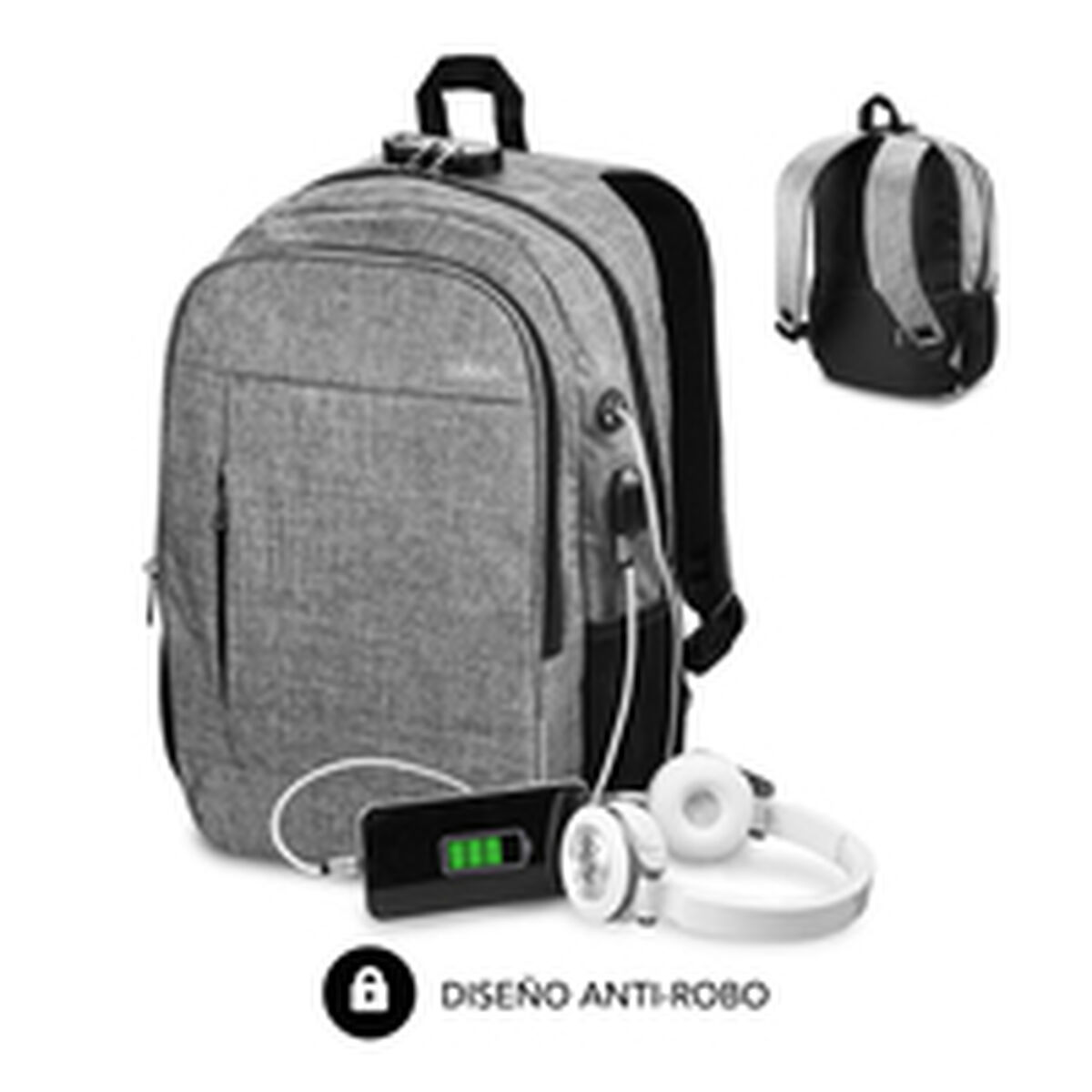 Rucsac pentru Laptop și Tabletă cu Ieșire USB Subblim SUB-BP-1UL0001 Gri