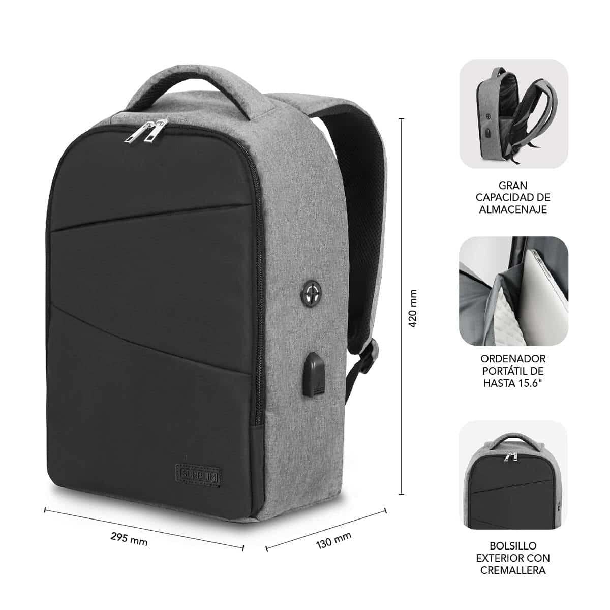 Rucsac pentru Laptop Subblim SUBBP3SA1100 Negru