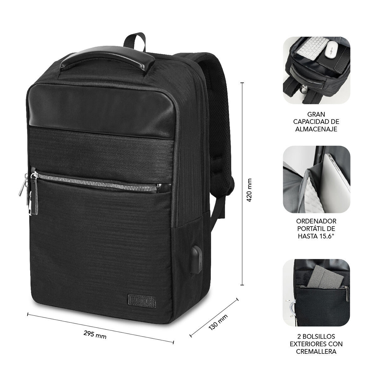 Rucsac pentru Laptop Subblim SUBBP-2BL1015 Negru