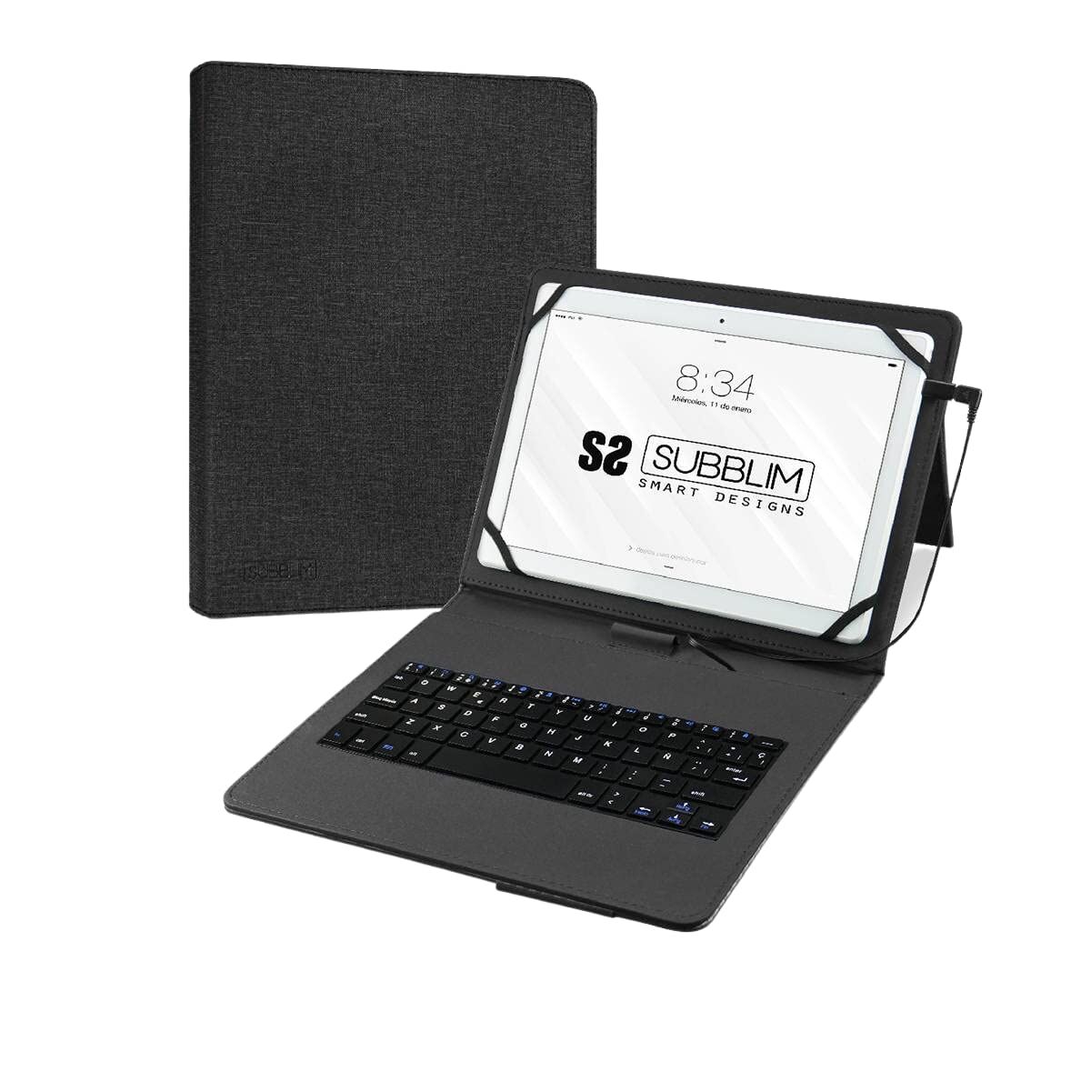Husă pentru Tabletă și Tastatură Subblim SUB-KT1-USB001 Negru Qwerty Spaniolă