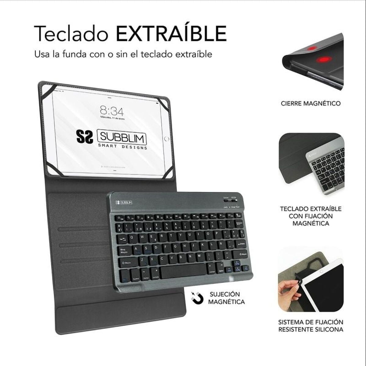 Husă pentru Tabletă și Tastatură Subblim SUB-KT2-BT0003 Roșu Qwerty Spaniolă