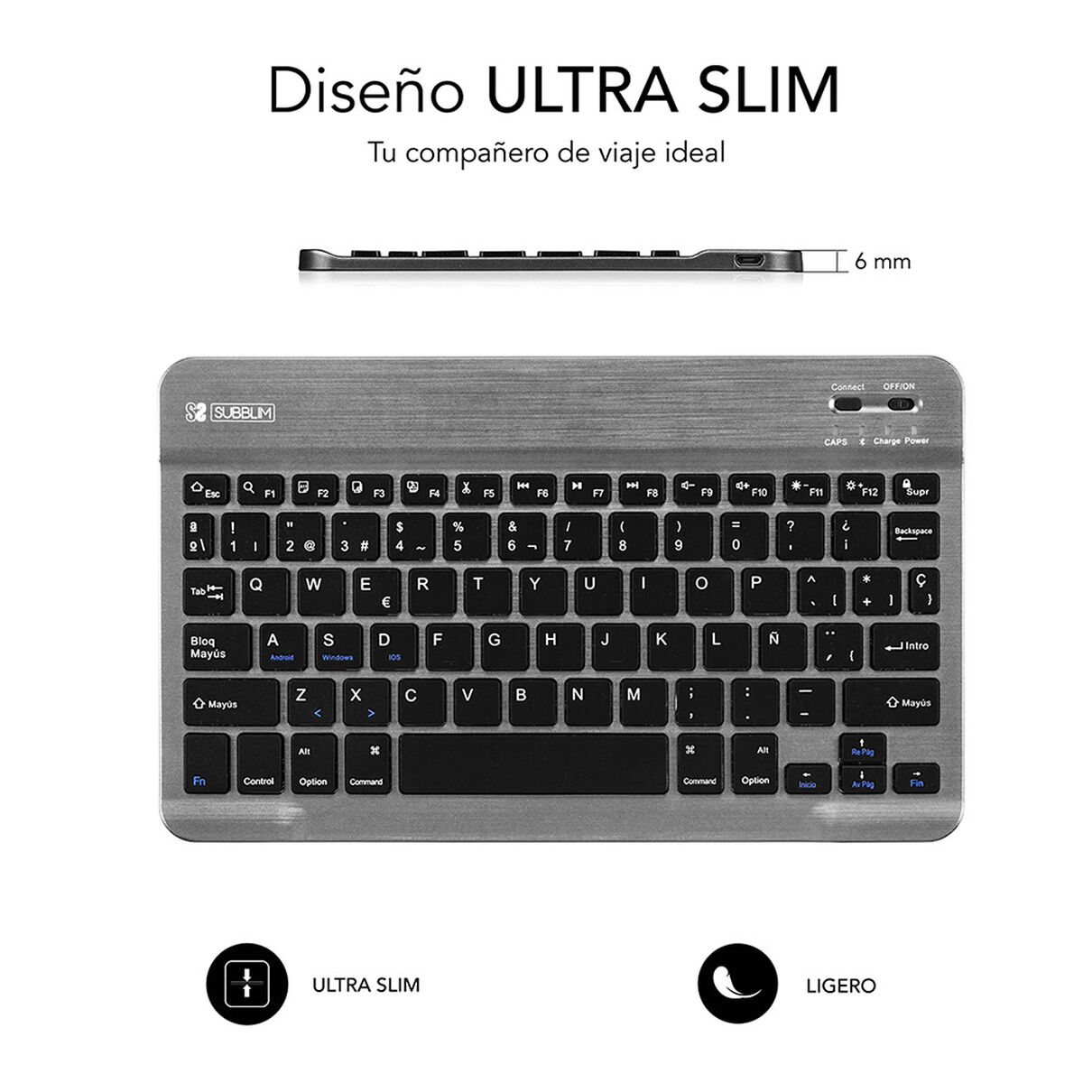 Tastatură Bluetooth Subblim SUB-KBT-SM0002 Gri Qwerty Spaniolă