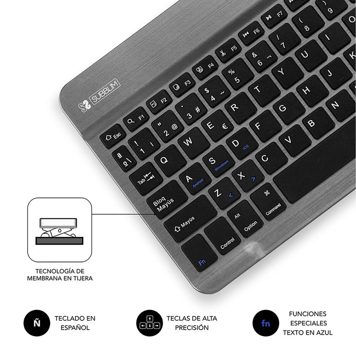 Tastatură Bluetooth Subblim SUB-KBT-SM0002 Gri Qwerty Spaniolă