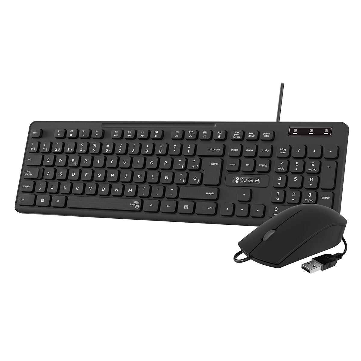 Tastatură și Mouse Subblim SUBKBC-CSSK01 Negru QWERTY