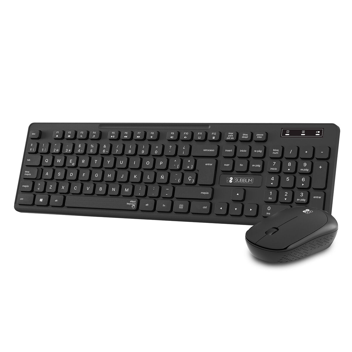 Tastatură și Mouse Fără Fir Subblim SUBKBC-CSSW10 Negru Qwerty Spaniolă QWERTY