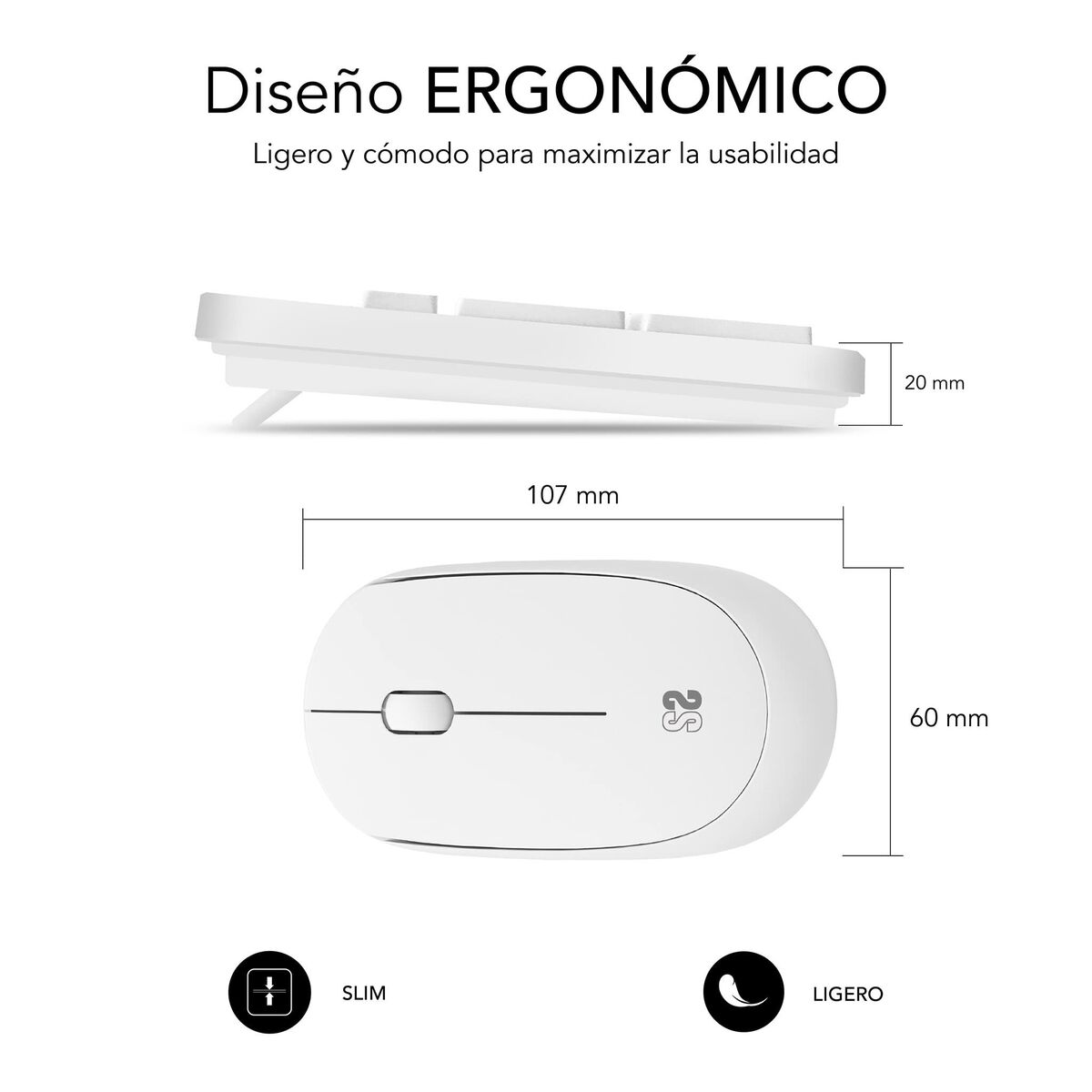 Tastatură și Mouse Fără Fir Subblim SUBKBC-CSSW11 Alb Qwerty Spaniolă