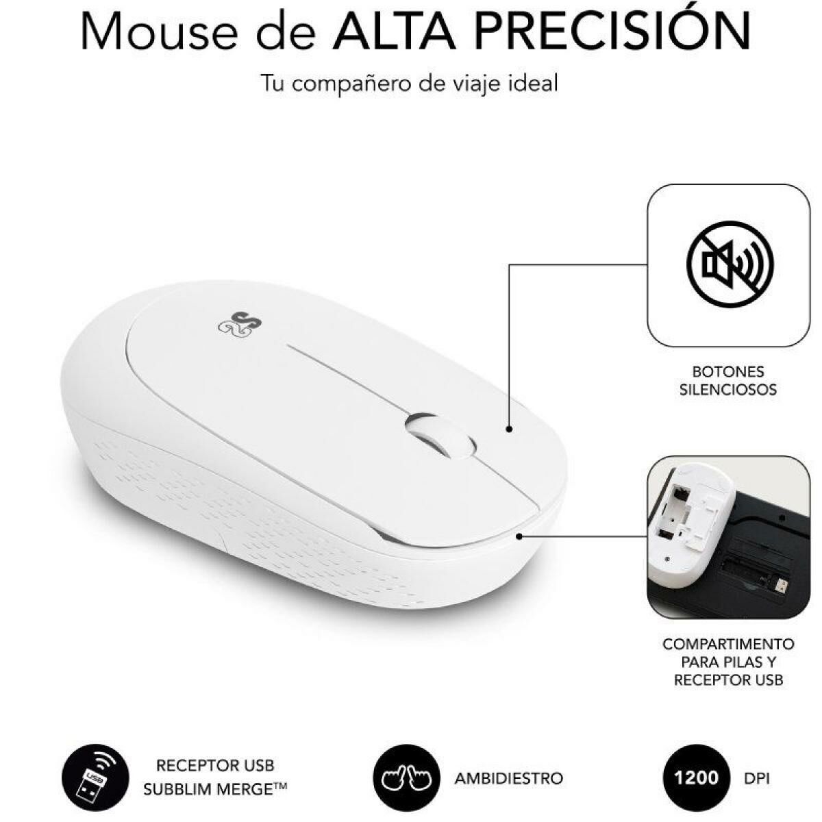 Tastatură și Mouse Fără Fir Subblim SUBKBC-CSSW11 Alb Qwerty Spaniolă