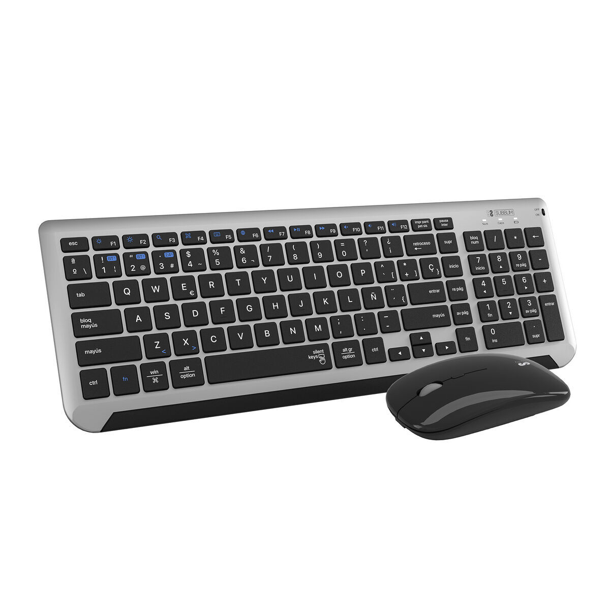 Tastatură și Mouse Fără Fir Subblim SUBKBC-DCEP20 Gri Qwerty Spaniolă