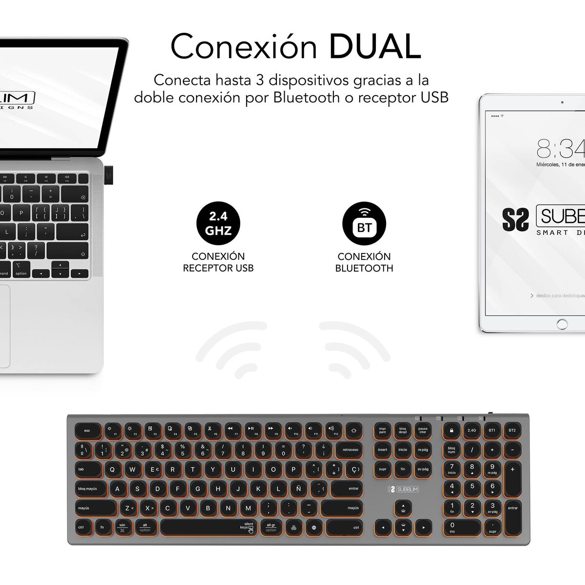 Tastatură Bluetooth Subblim SUBKB-3MIE310 Negru