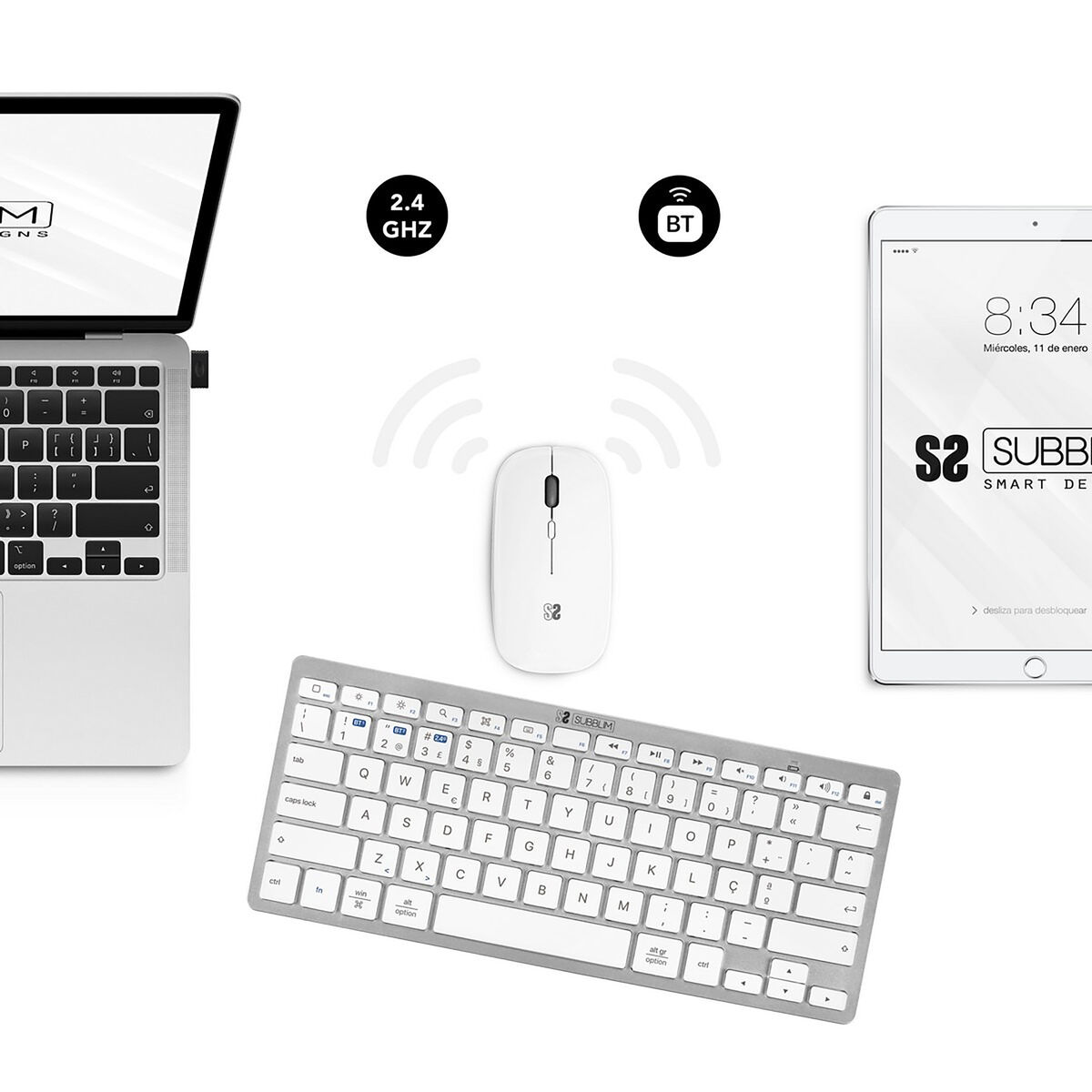 Covoraș de șoarece Subblim COMBO MULTIDISPOSITIVO COMPACTO SILVER