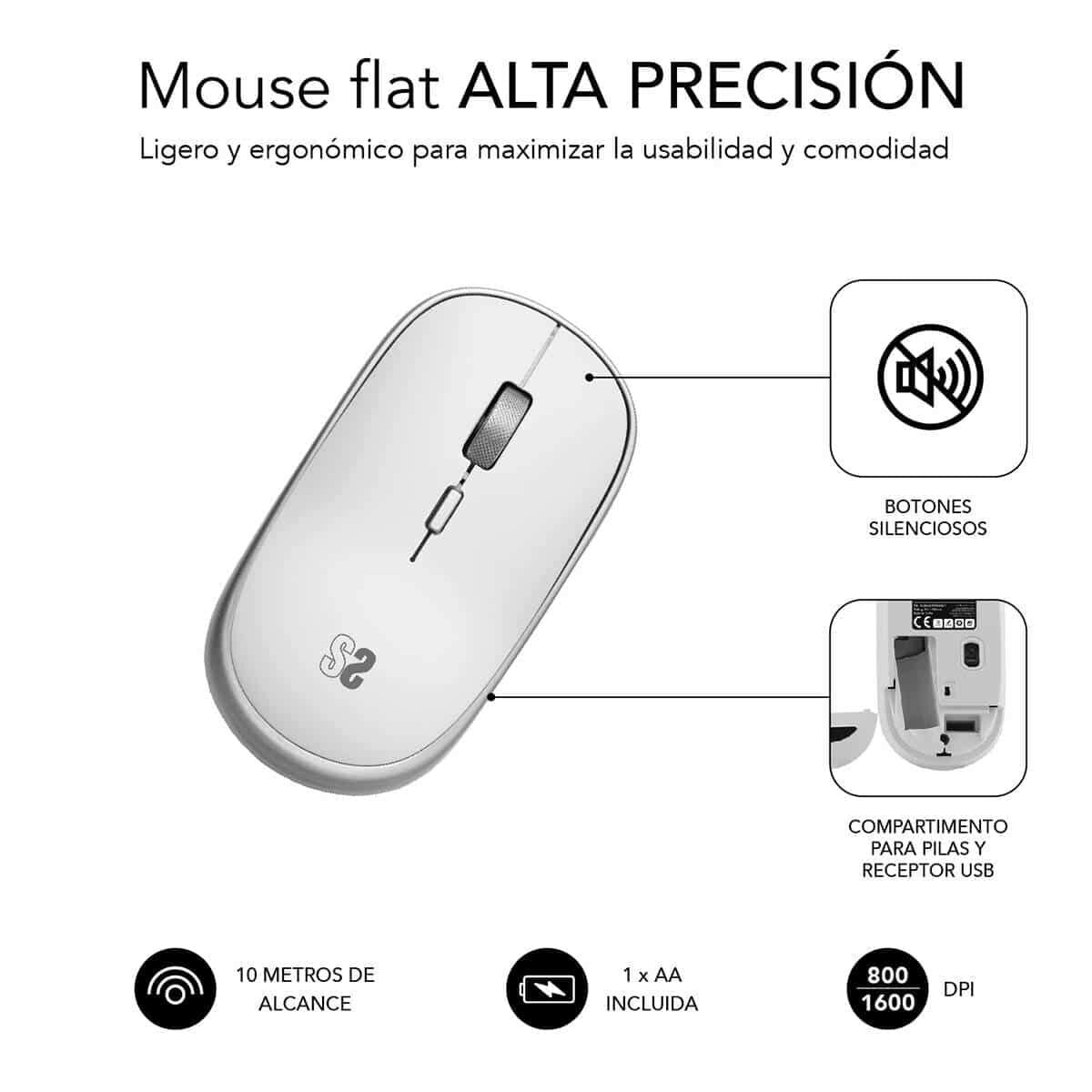 Mouse Fără Fir Subblim SUBMO-RFM0001 Argintiu 1600 dpi