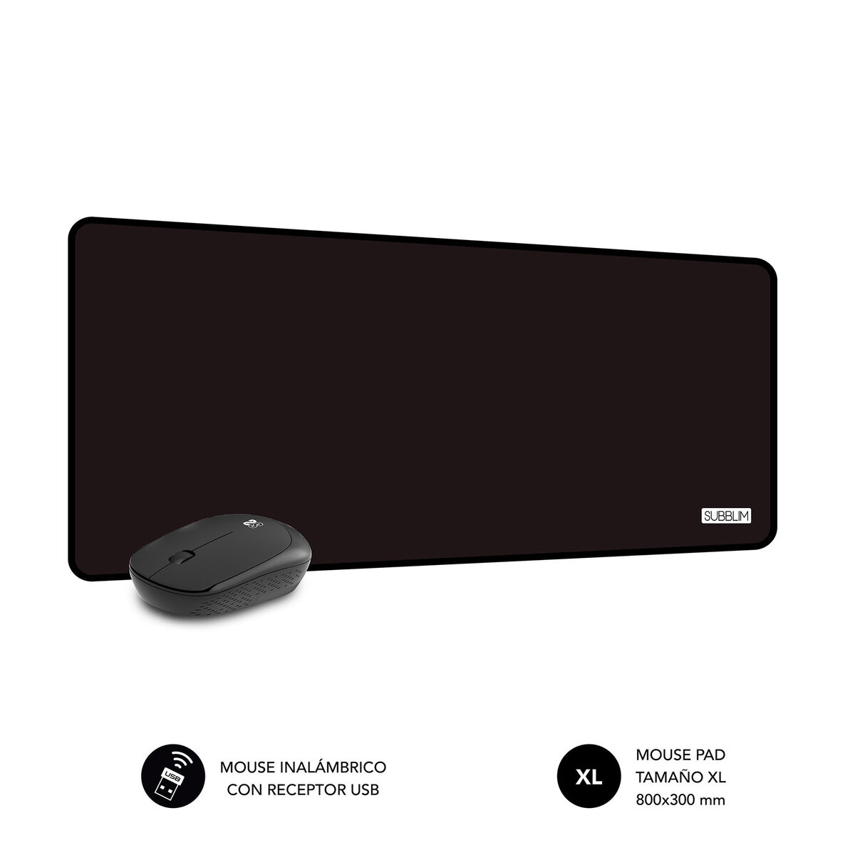 Mouse și mouse pad pentru jocuri Subblim Harm XL Negru