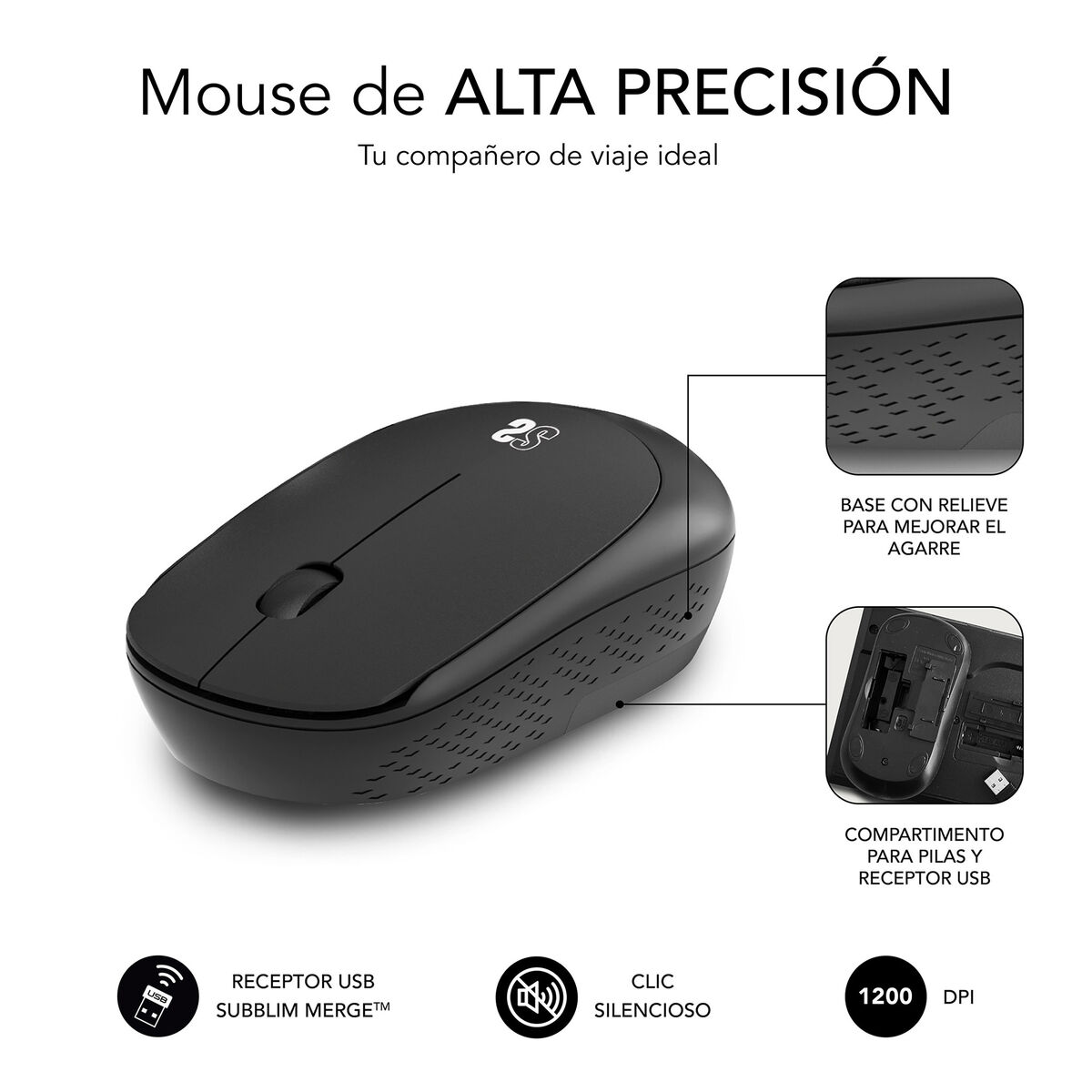 Mouse și mouse pad pentru jocuri Subblim Harm XL Negru