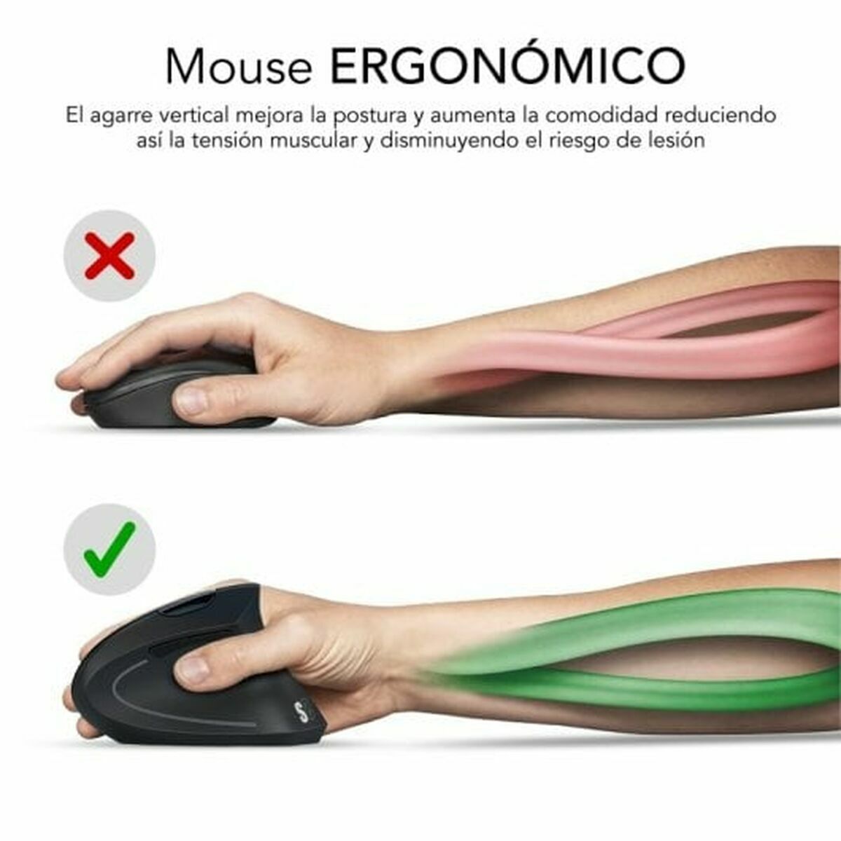 Mouse Ergonomic Optic Subblim SUBMO-EDGVW01 Negru 1600 dpi