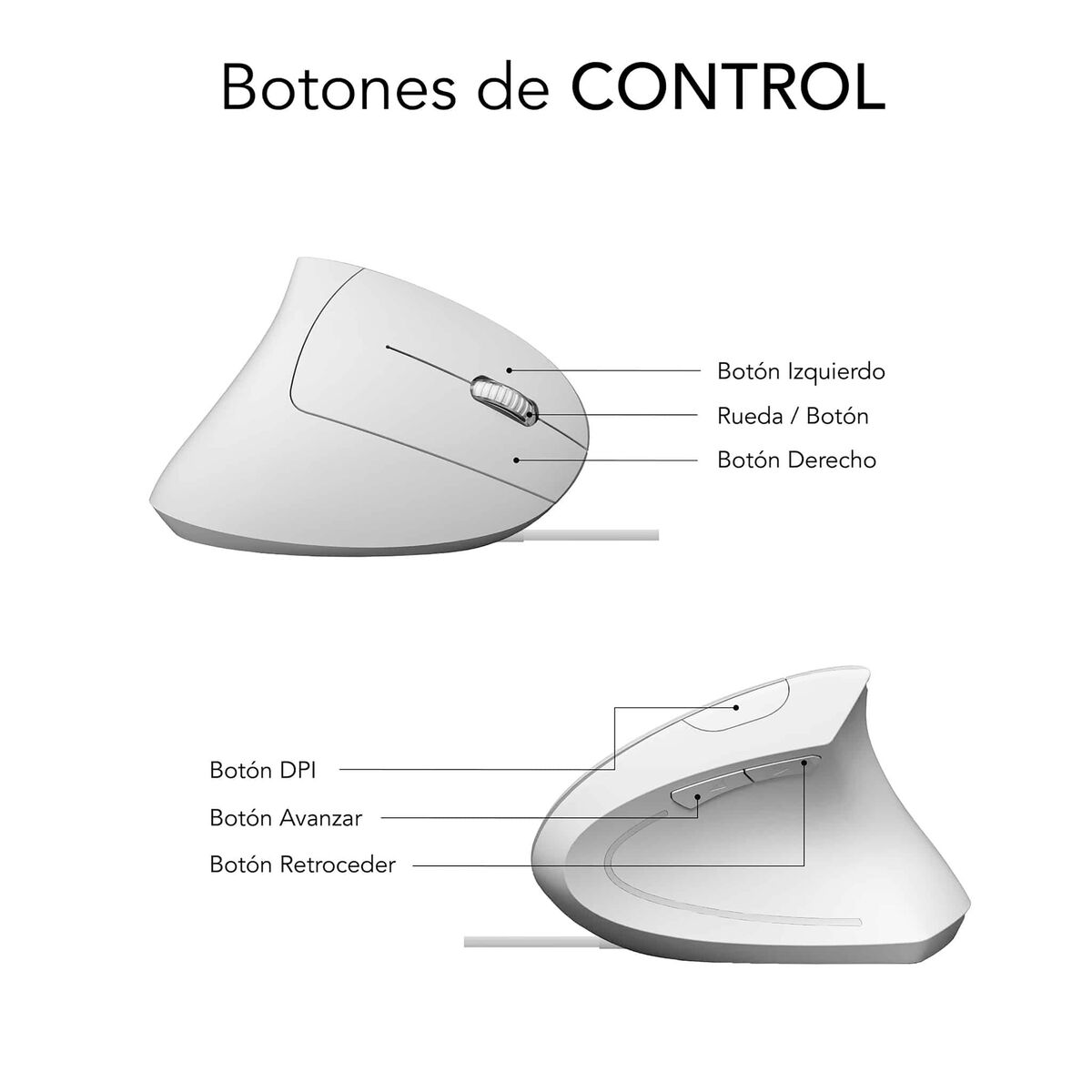 Mouse Ergonomic Optic Subblim SUBMO-EDGVU02 Alb 1600 dpi