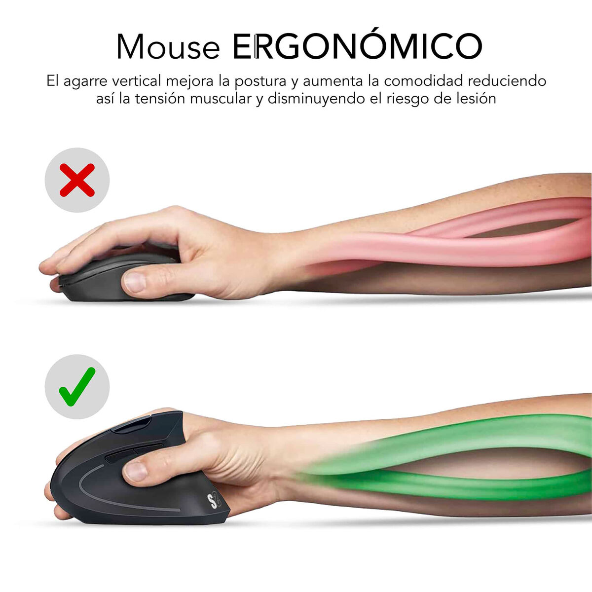 Mouse Ergonomic Optic Subblim SUBMO-EDGVU02 Alb 1600 dpi