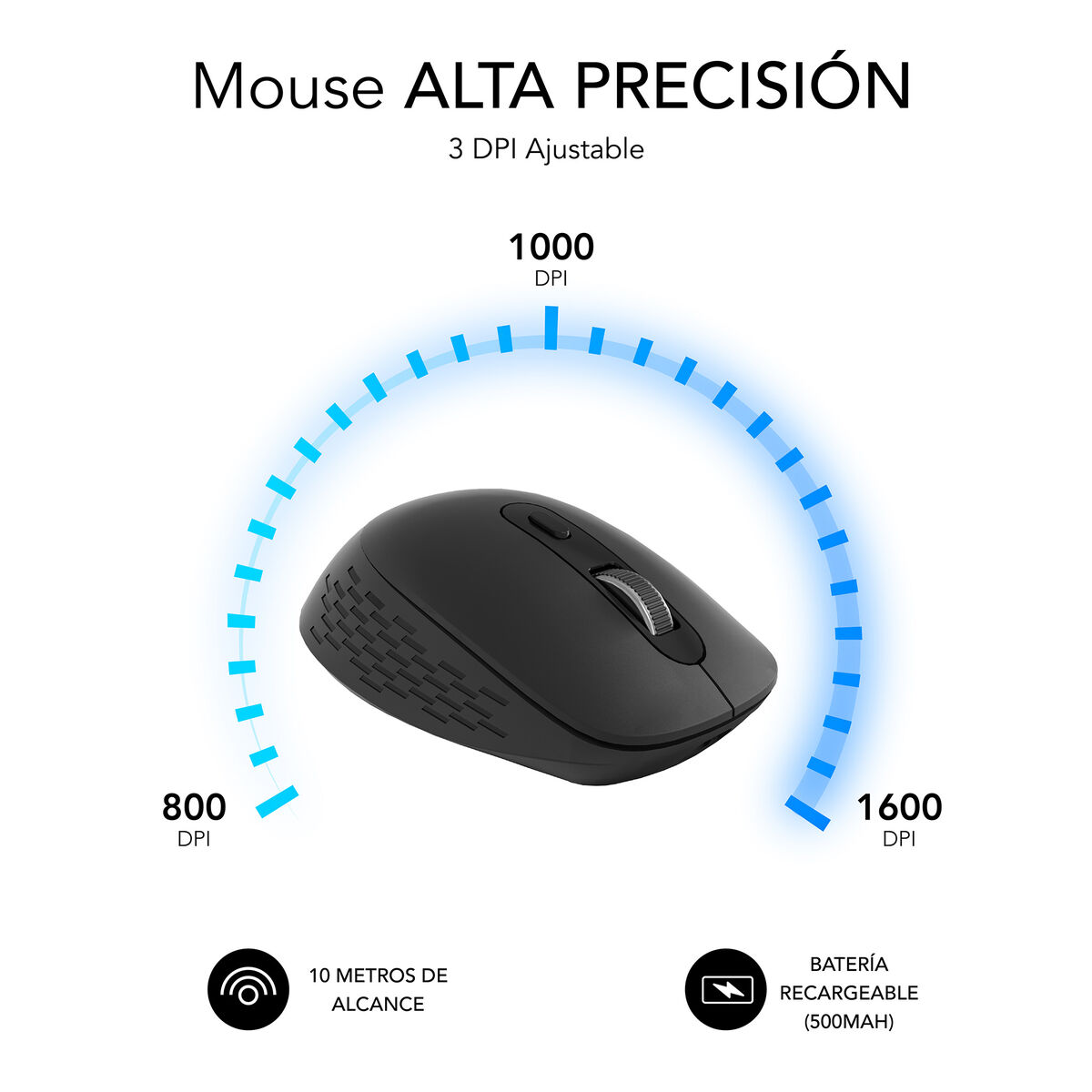 Mouse Fără Fir Subblim SUBMO-EDCUR01 Negru 1600 dpi