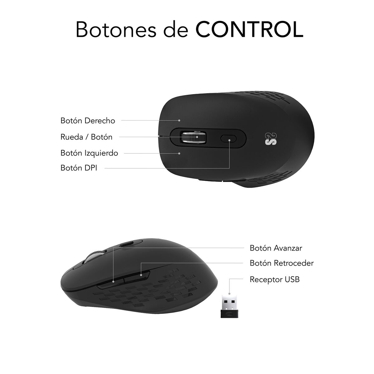 Mouse Fără Fir Subblim SUBMO-EDCUR01 Negru 1600 dpi
