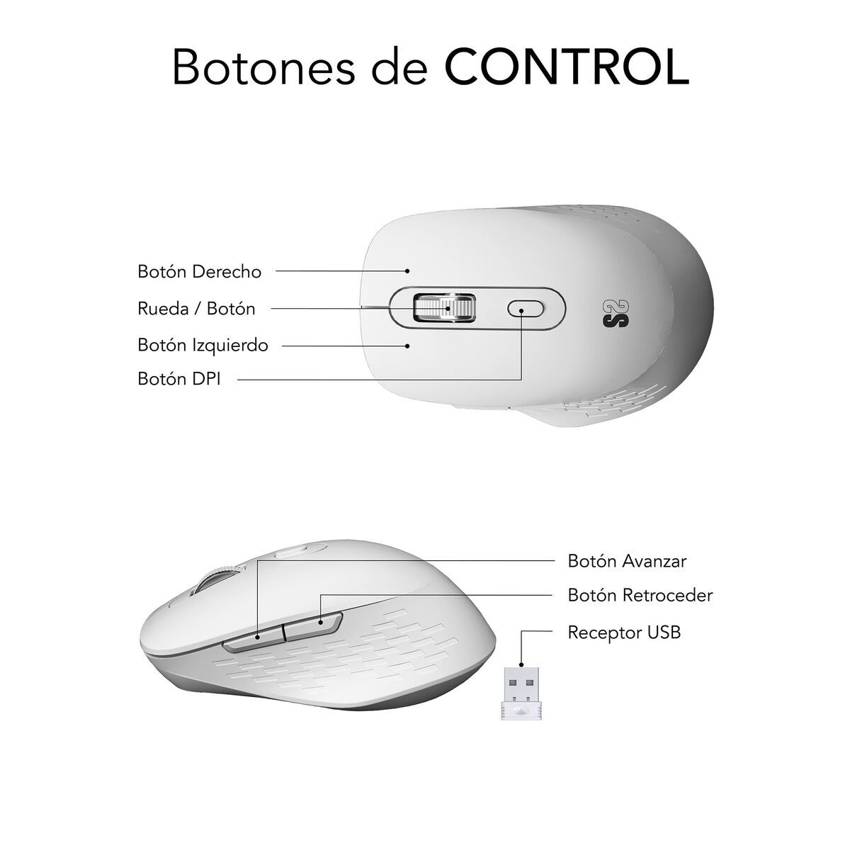 Mouse Fără Fir Subblim SUBMO-EDCUR02 Alb 1600 dpi