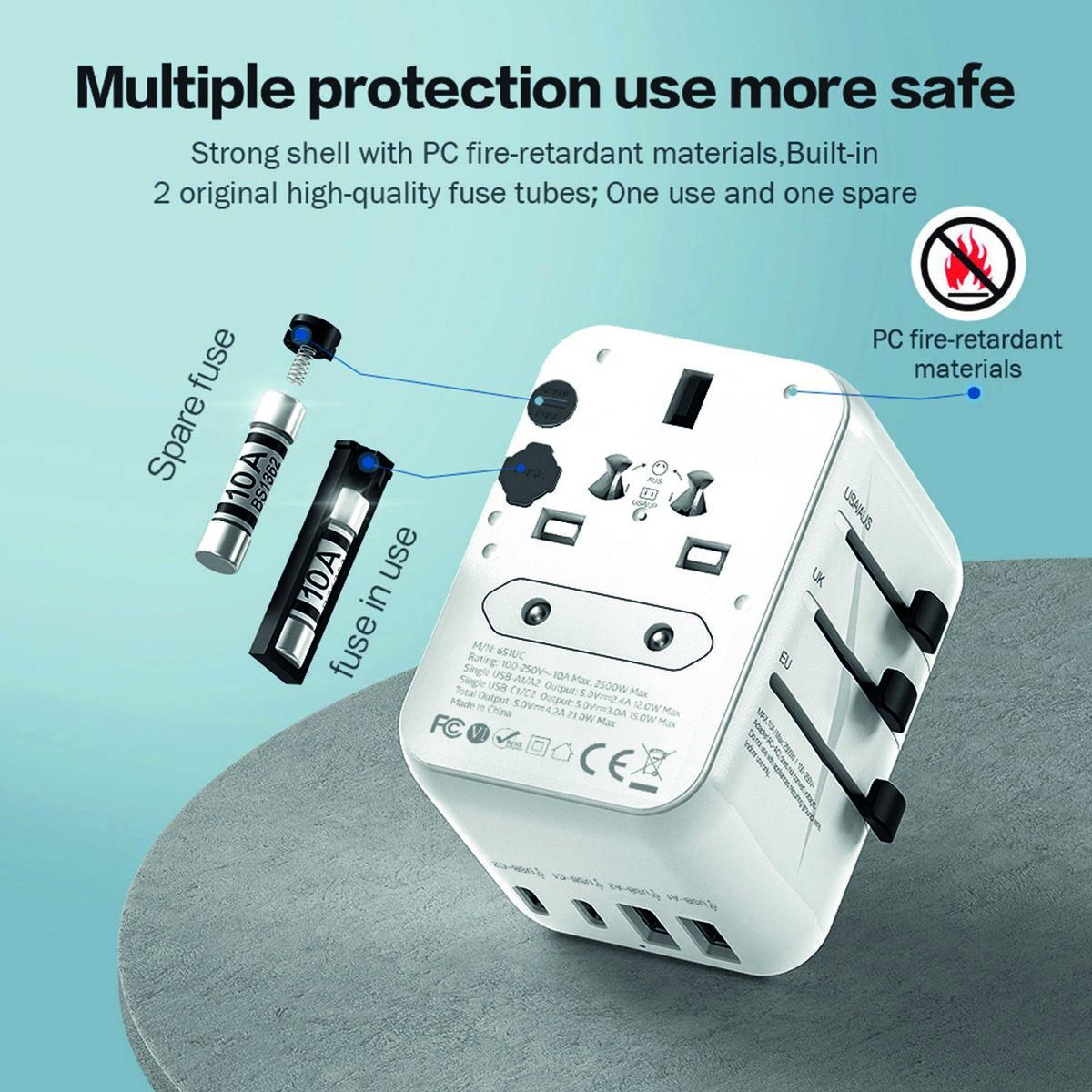 Hoț de priză Scape Travel 651UC Plastic