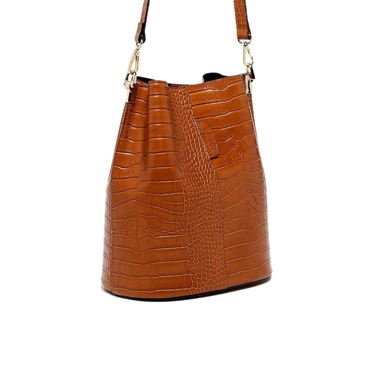 Geantă de mână Maison Heritage BRUNA-CROCO-CAMEL