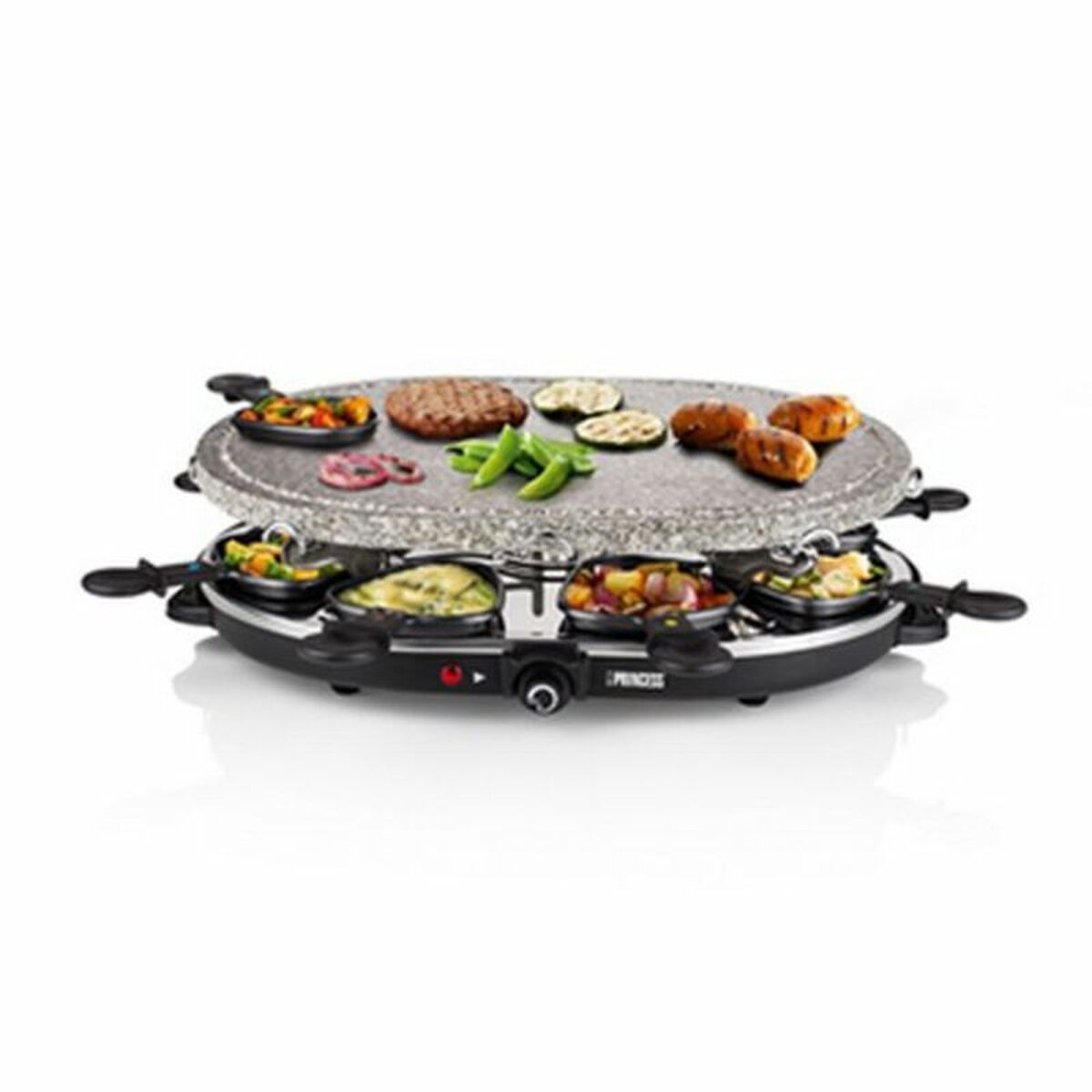 Raclette Princess 8 Oval Stone Grill Party Negru Gri