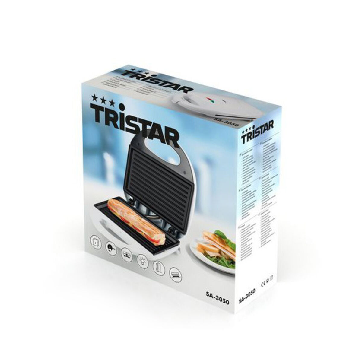 Aparat pentru Sandvișuri Tristar SA-3050 750W Alb Negru 750 W