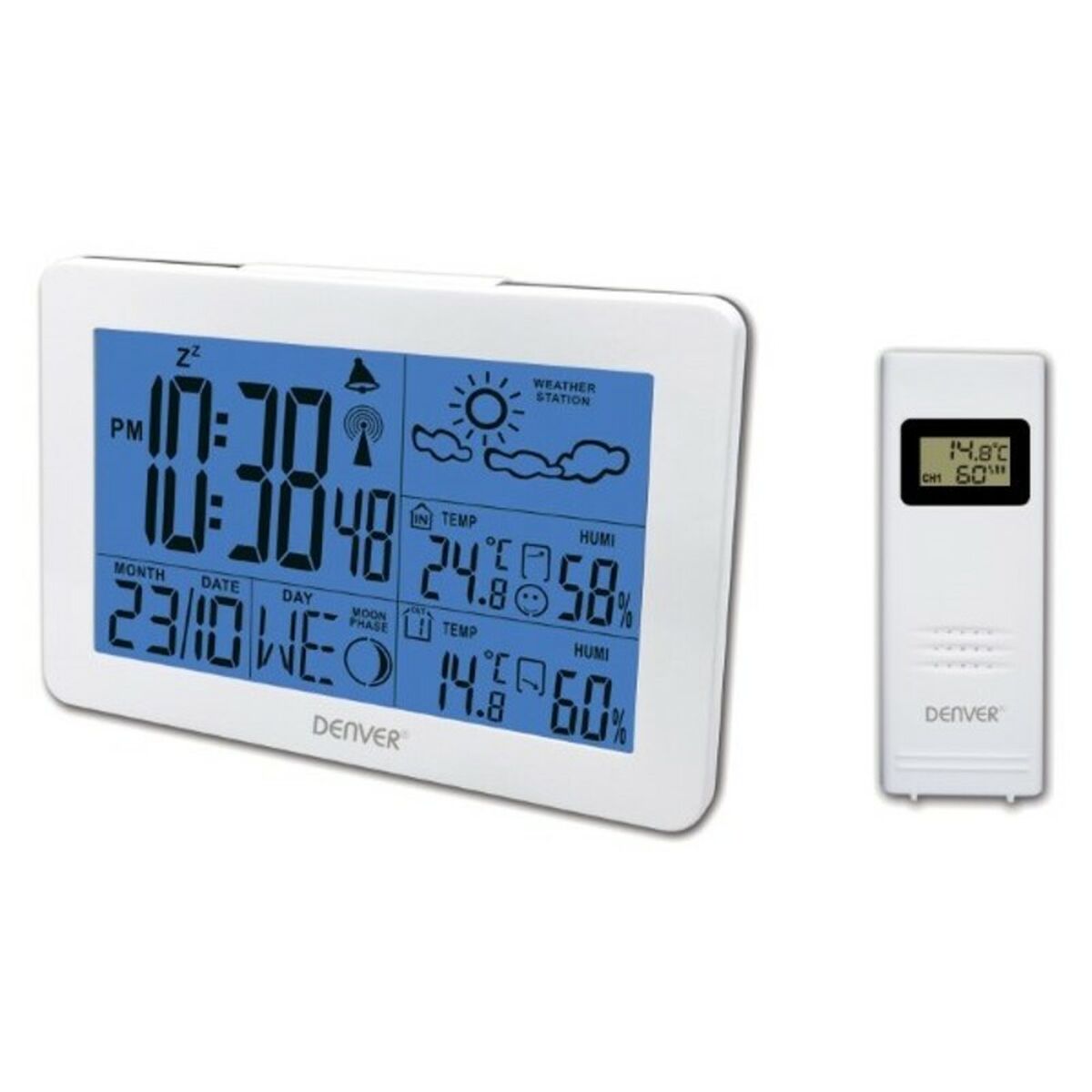 Stație Meteorologică Multifuncțională Denver Electronics 117160000070 Alb Negru