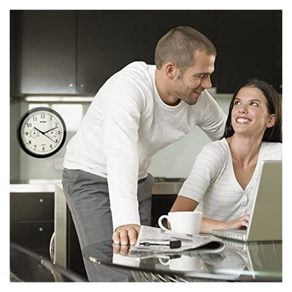 Ceas de Perete ELBE RP-1005-N Alb/Negru