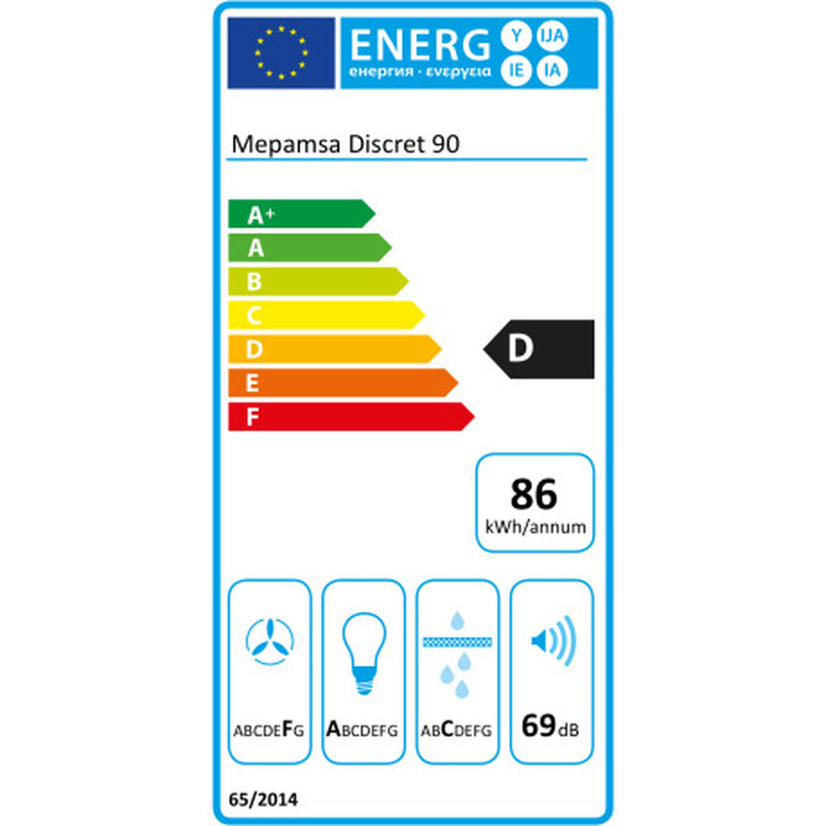 Hotă Convențională Mepamsa DISCRET 90X 3050545464 90 cm Oțel